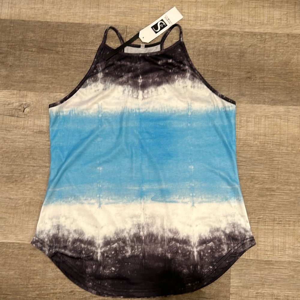 Saukole blue black & white tie dye tank top. New with tags. Size M.
